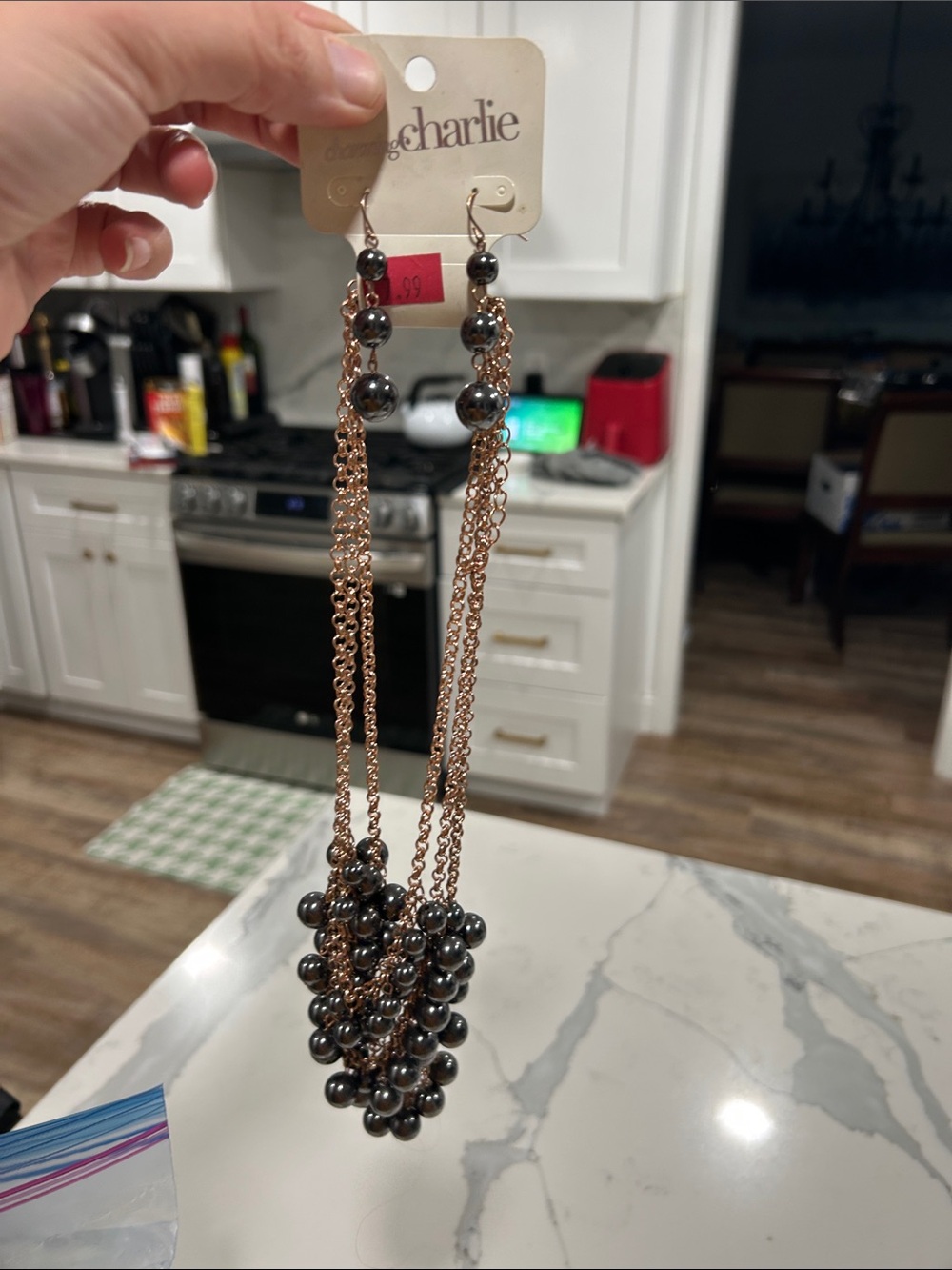 Charlies Rose Gold and Hematite Drop Earrings